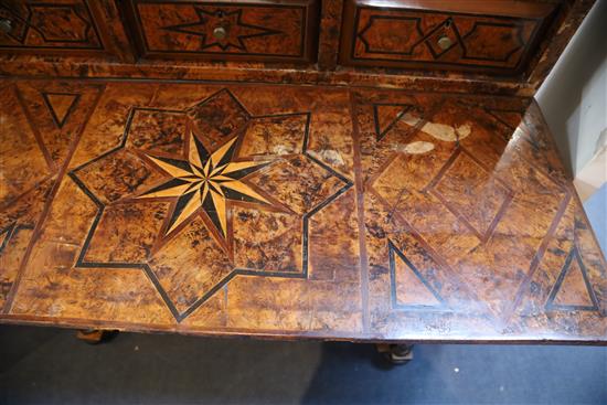 A Louis XIV inlaid walnut cabinet on stand, W.3ft 11in. D.2ft 9in. H.5ft 5in.